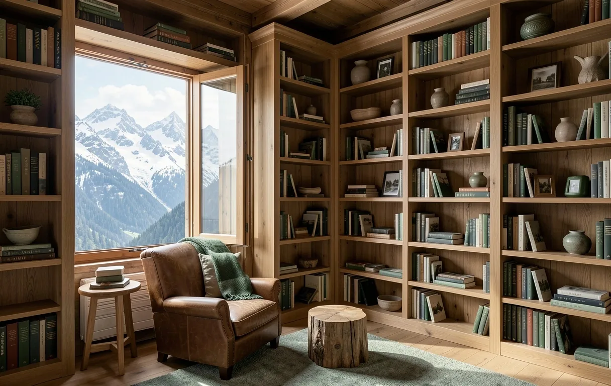 Bibliothèque suisse sereine